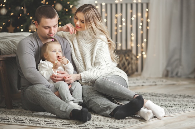 Happy family together on christmas