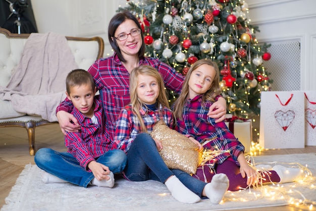 happy family together at home celebrate christmas