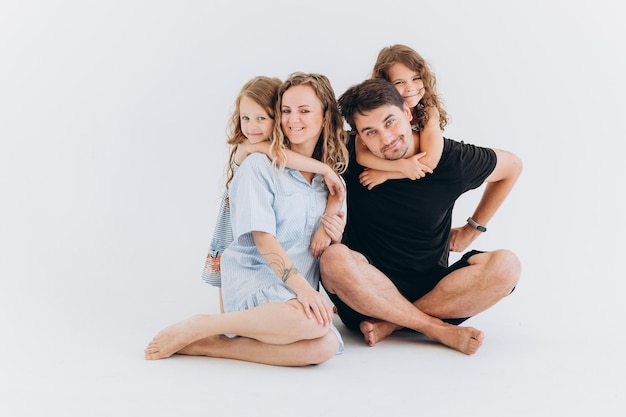 Happy family on white background