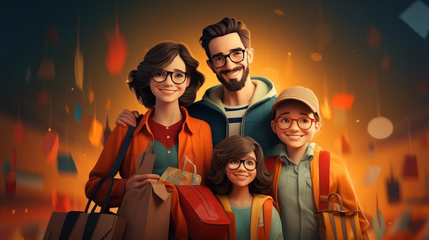 Happy family with beautiful smiles in a store doing shopping Illustrations