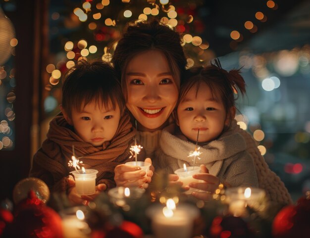 Photo happy family with cute daughter at home