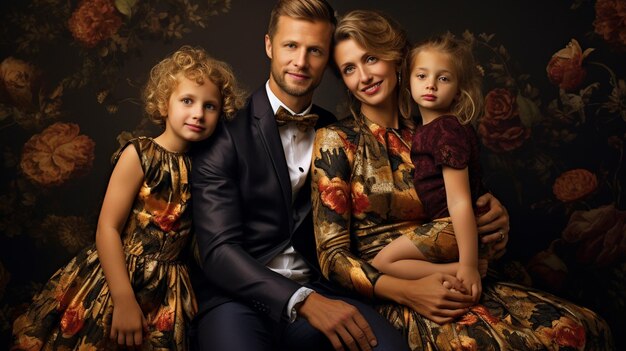 Happy family with kids portrait