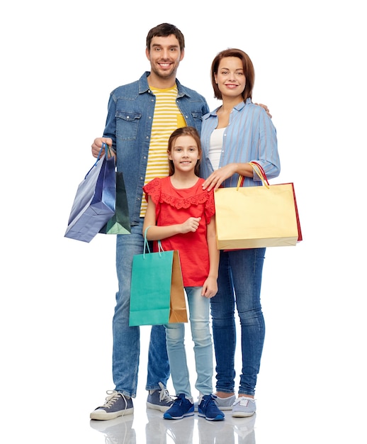 Photo happy family with shopping bags