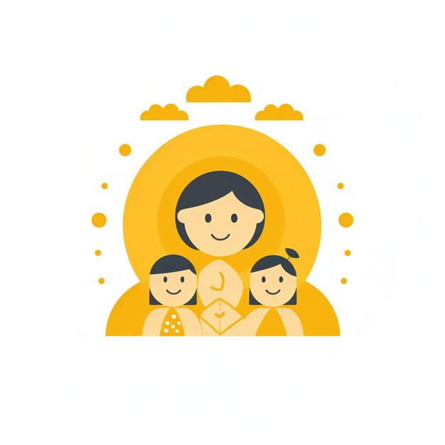 Happy family with two children