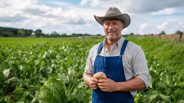 Happy farmer in rural