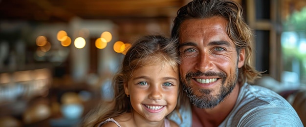 Happy father and daughter showing her home made card to the camera