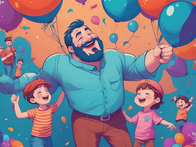 Happy Father Day Celebration cartoon illustration