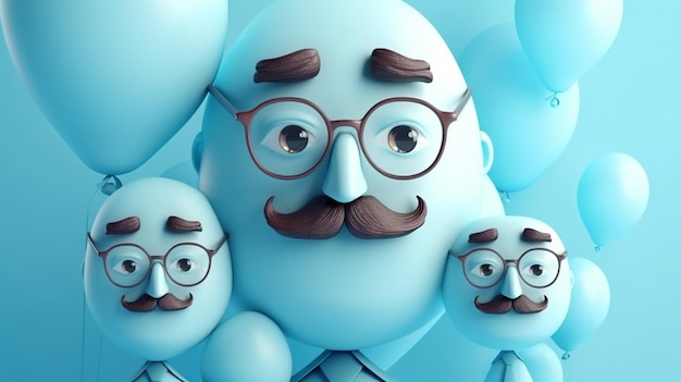 Happy father day character cartoon on isolated background generative ai