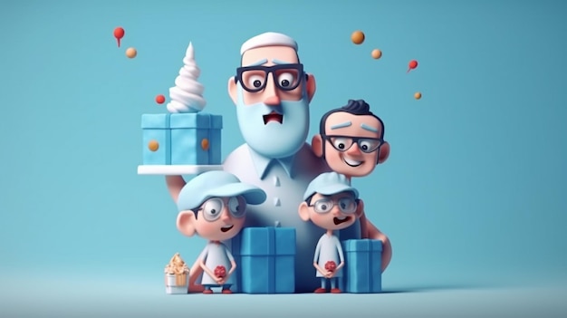 Happy father day character cartoon on isolated background generative ai