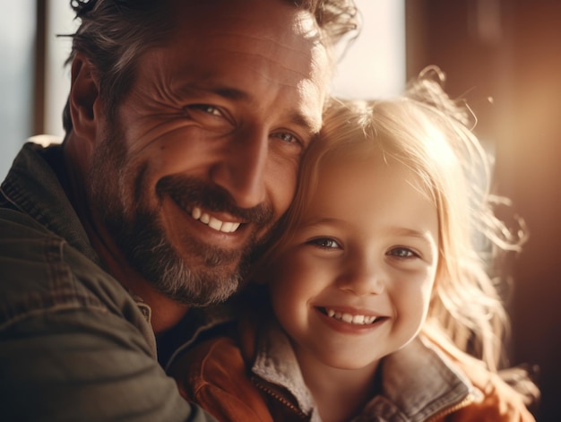 Happy Father Day Father and daughter smiling happily Generative AI