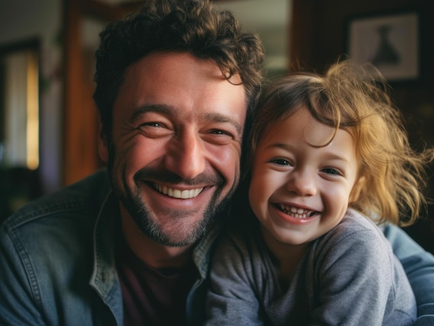 Happy Father Day Father and daughter smiling happily Generative AI