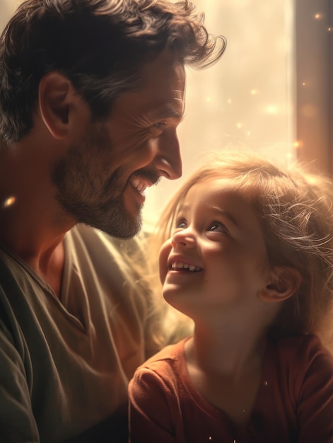 Happy Father Day Father and daughter smiling happily Generative AI