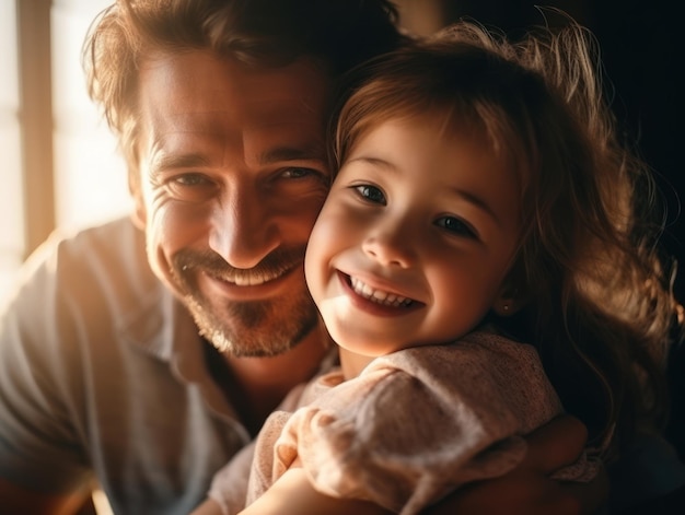 Happy Father Day Father and daughter smiling happily Generative AI