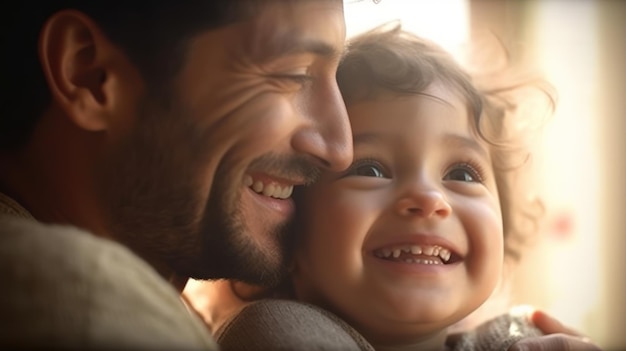 Happy Father Day Father and daughter smiling happily Generative AI