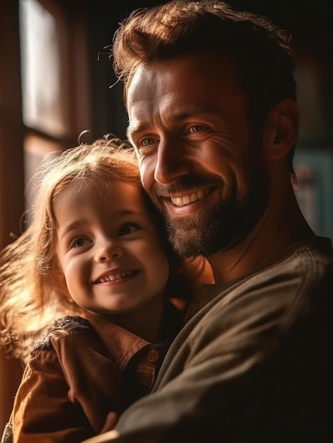 Happy Father Day Father and daughter smiling happily Generative AI