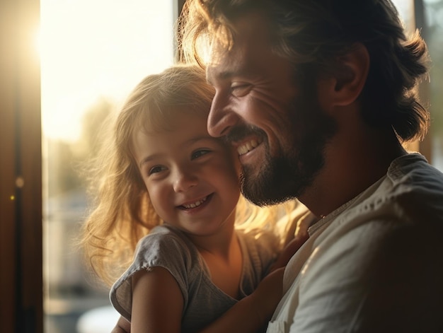 Happy Father Day Father and daughter smiling happily Generative AI