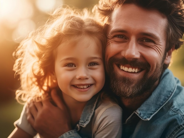 Happy Father Day Father and daughter smiling happily Generative AI