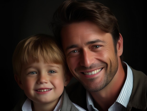 Happy Father Day Father and son smiling happily Generative AI