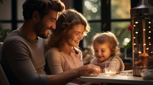 Photo happy father and his little daughter having fun while cooking together at homegenerative ai