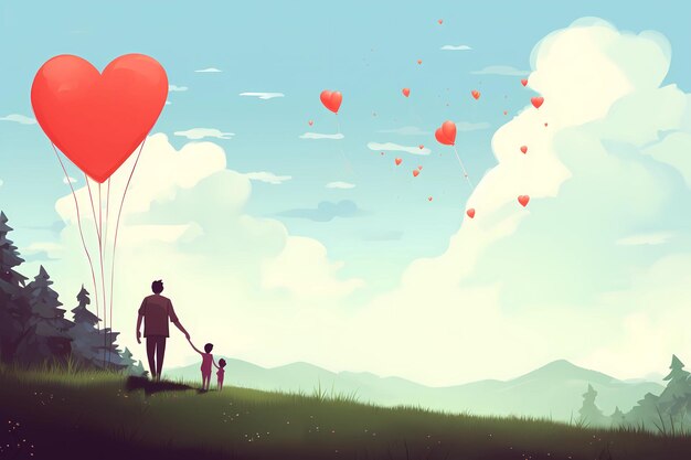 Photo happy father's day banner love and relationship between dad and kid generative ai