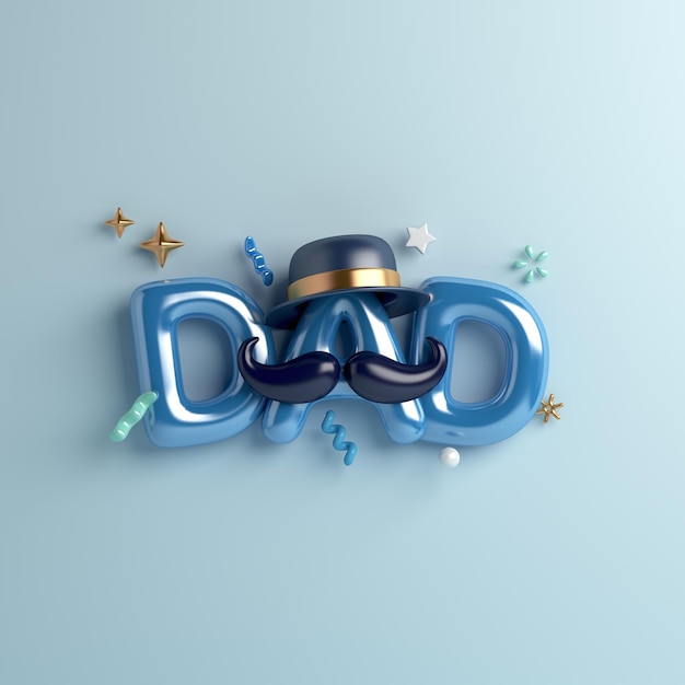 Happy Father's Day decoration background with dad text balloon hat mustache