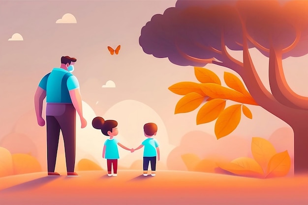 Happy Father's Day family love illustration background