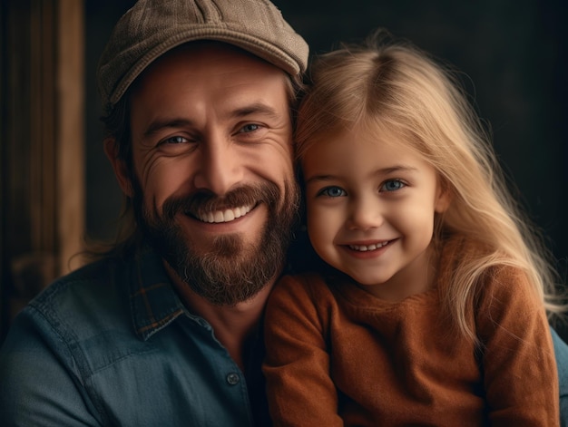 Photo happy father's day father and daughter smiling happily generative ai