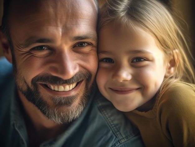 Photo happy father's day father and daughter smiling happily generative ai