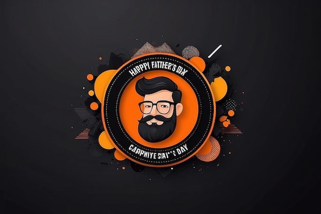 Happy father's day greetings orange black background social media design banner free vector