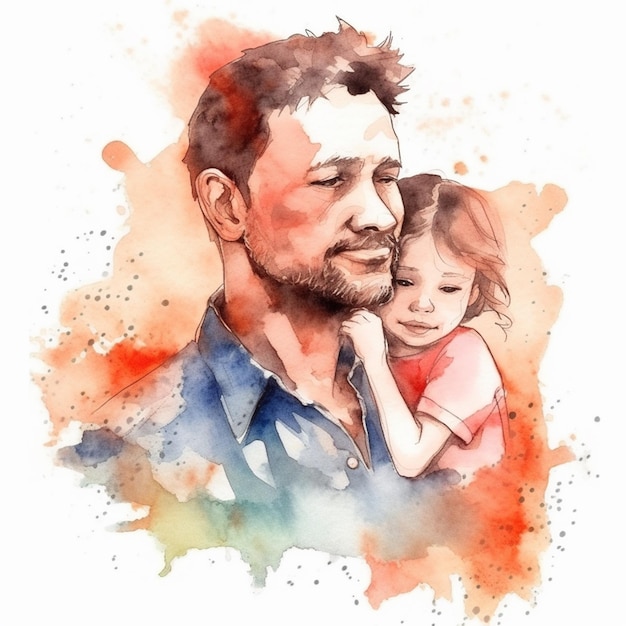 Happy Father's Day illustration in watercolor effect