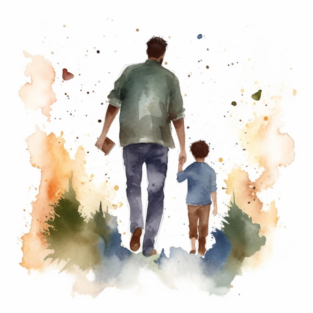 Happy Father's Day painting in watercolor effect