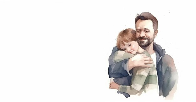 Happy Father's Day with father and kid hugging each other Generative ai