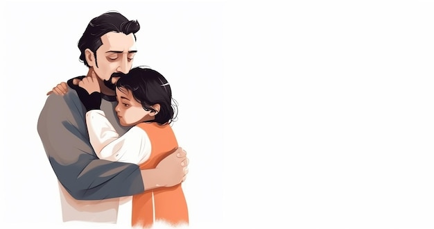 Happy Father's Day with father and kid hugging each other Generative ai