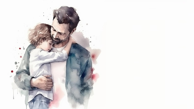 Happy Father's Day with father and kid hugging each other Generative ai