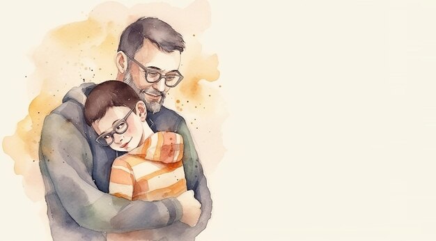 С Днем отца, когда отец и ребенок обнимают друг друга Generative ai