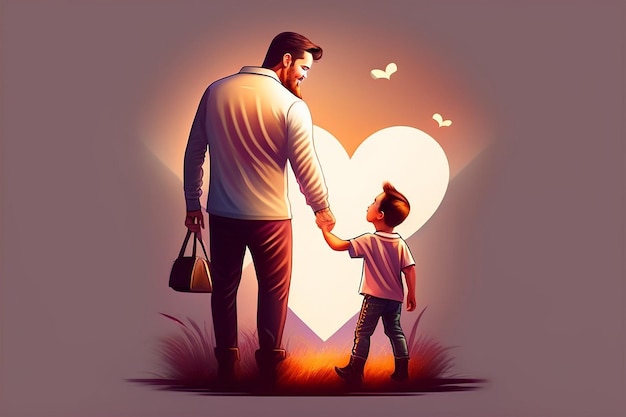 Happy father's day with father and kid hugging each other generative ai