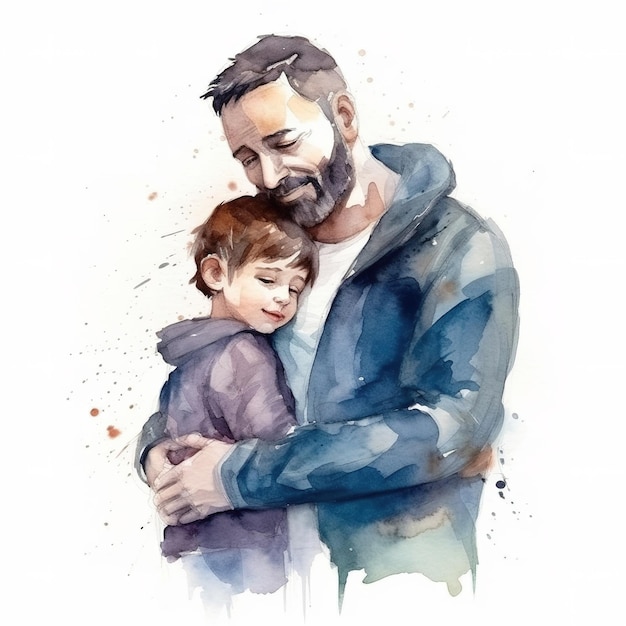 С Днем отца, когда отец и ребенок обнимают друг друга