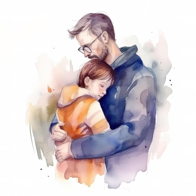 아버지와 아이가 서로 포옹하는 행복한 아버지의 날