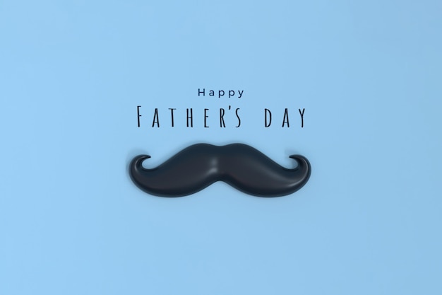 Happy Fathers Day belettering met snor op blauwe achtergrond