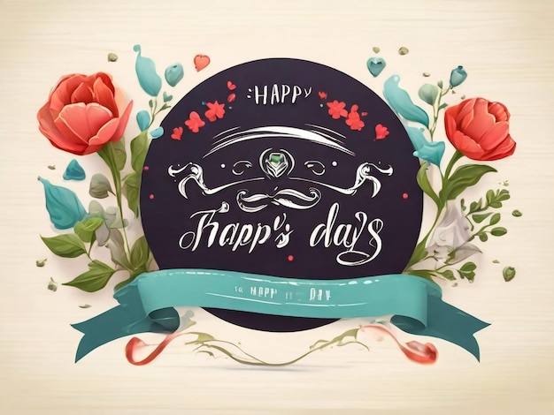 Photo happy fathers day calligraphy greeting card vector illustration