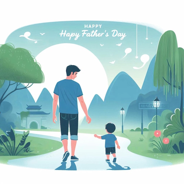 Photo happy fathers day card with super dad and child characters
