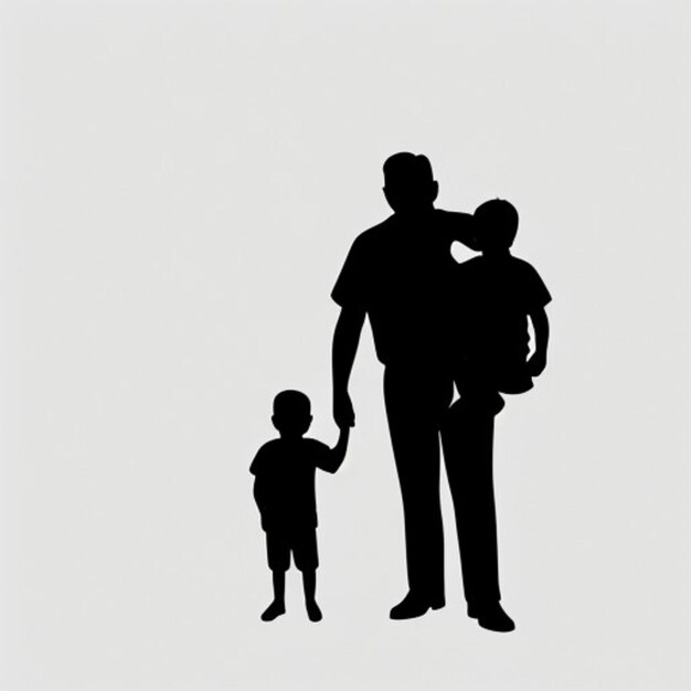 Photo happy fathers day concept with silhouette design