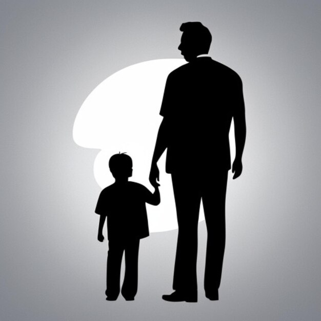 Photo happy fathers day concept with silhouette design