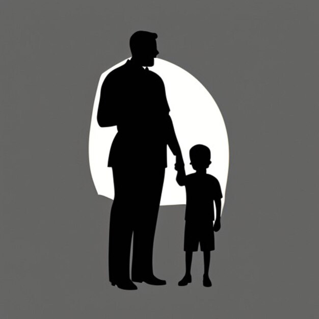 Photo happy fathers day concept with silhouette design