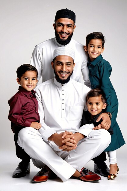 happy fathers day dad celebration a family poses for a portrait