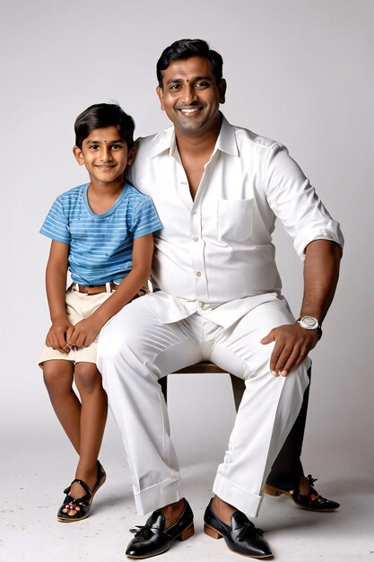 happy fathers day dad celebration a man and a boy sitting on a chair