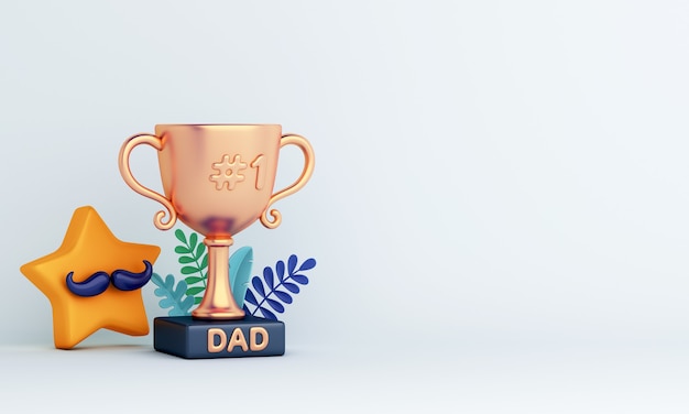 Happy Fathers Day decoration background with trophy star