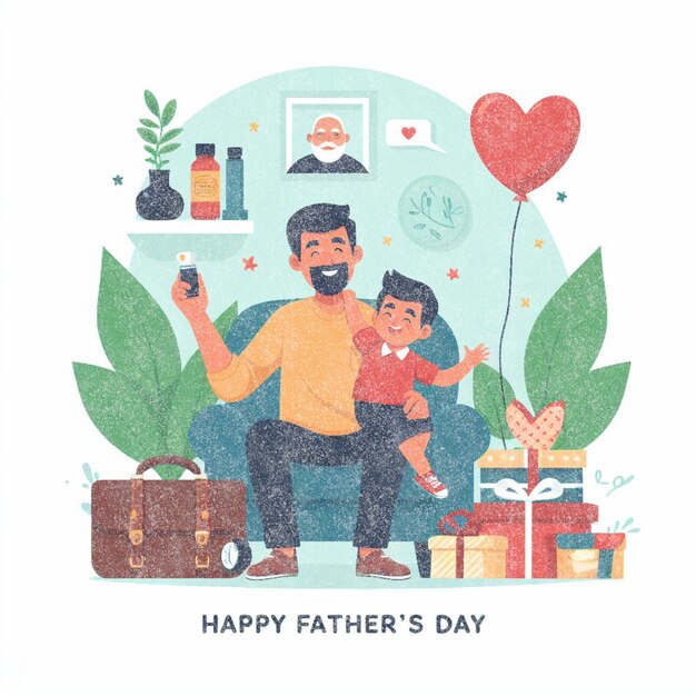 Happy Fathers Day Flat Illustration Concept