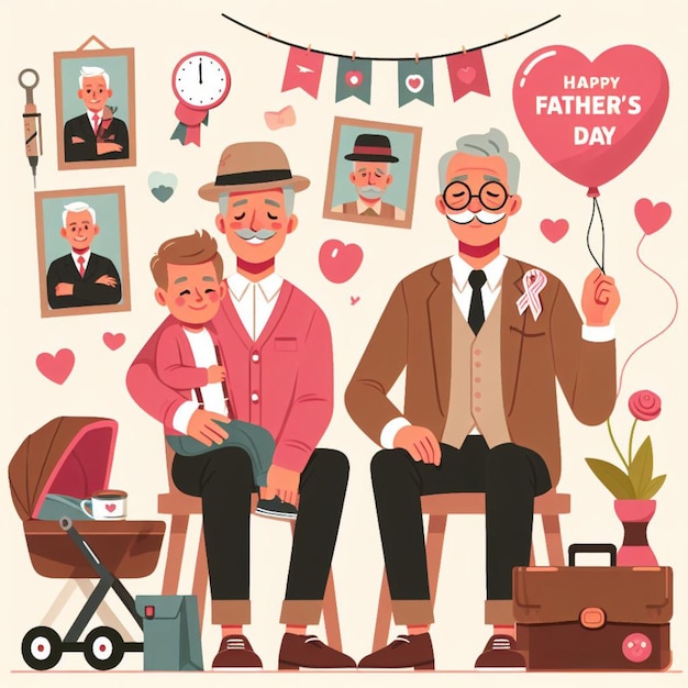 Photo happy fathers day flat illustration concept