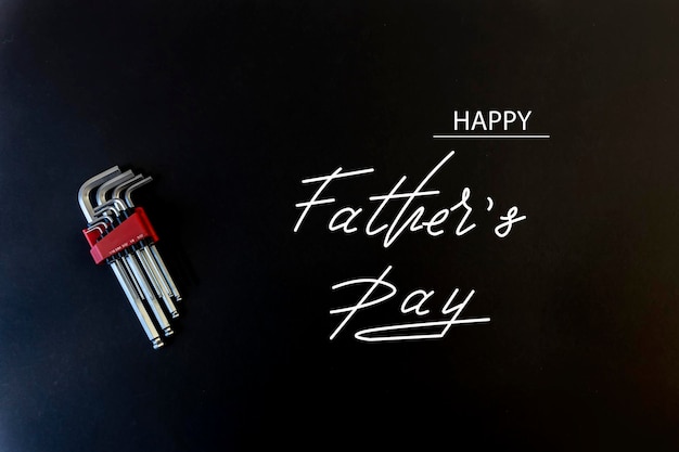 Happy Fathers Day Flat lay on fathers day theme Black background